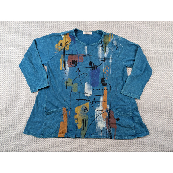 Jess & Jane Tops - Jess & Jane Shirt Womens Medium Mineral Washed Tunic Patch Pocket 100% Cotton